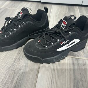 Fila Boys Black and White Sneakers